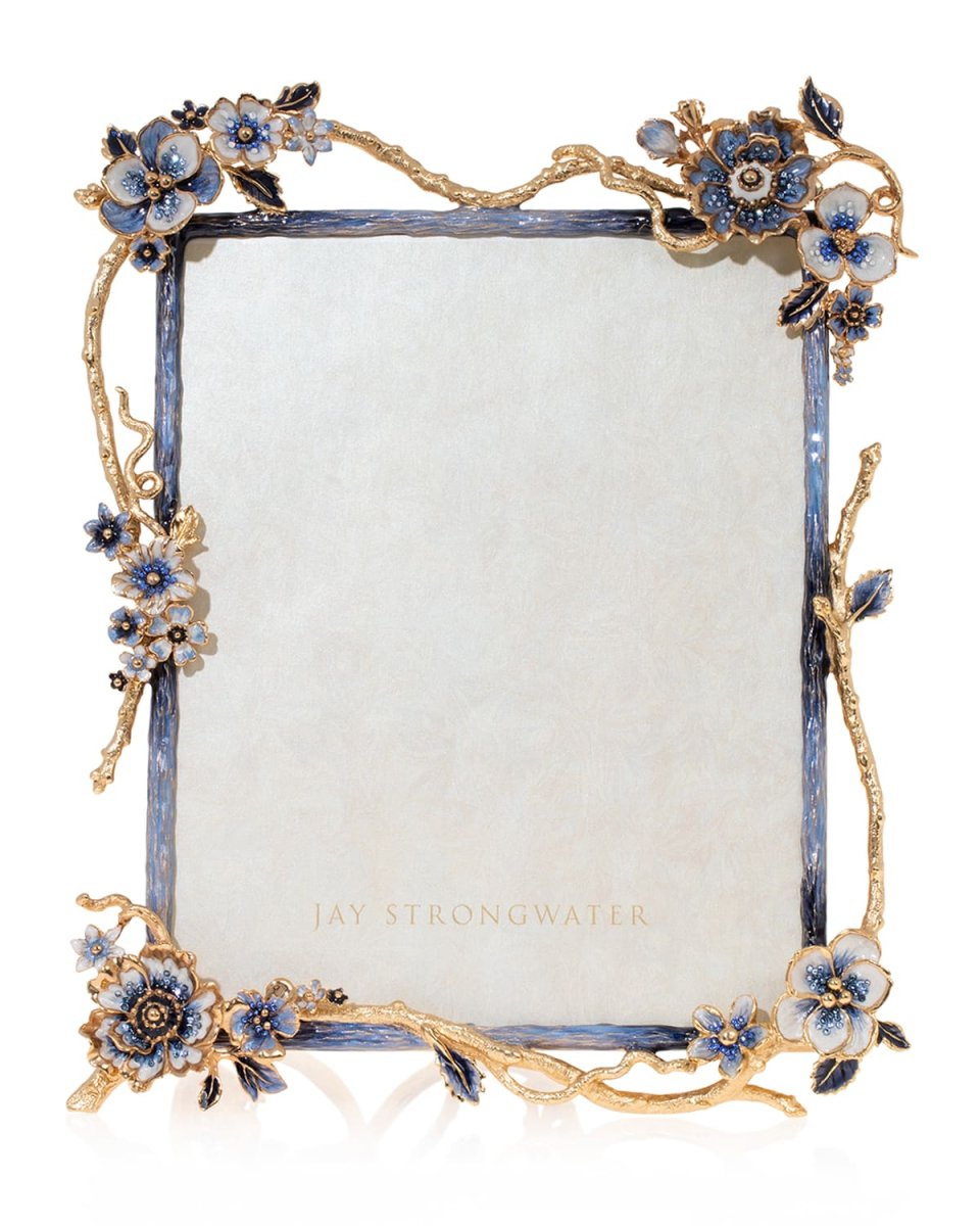 Indigo Floral Branch Frame, 8" x 10"